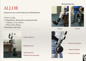 Diapositiva de la presentación del exoesqueleto de miembro inferior ALLOR